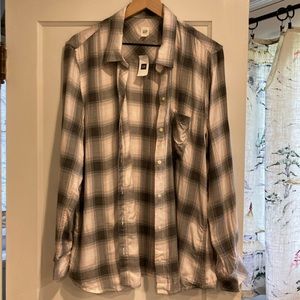 Gap Lightweight Light Pink & Gray Flannel (XL)